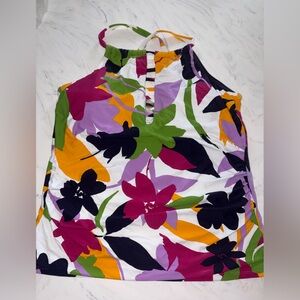 Anne cole Floral tankini soft swim suit bathing high neck cutout 18w